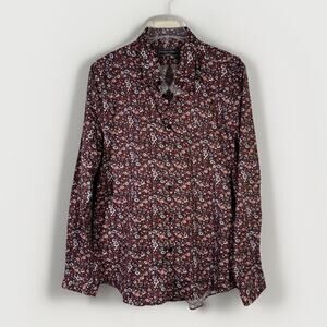 Paisley & Gray Men's XL Button Down Burgundy Floral Paisley Shirt Slim Fit